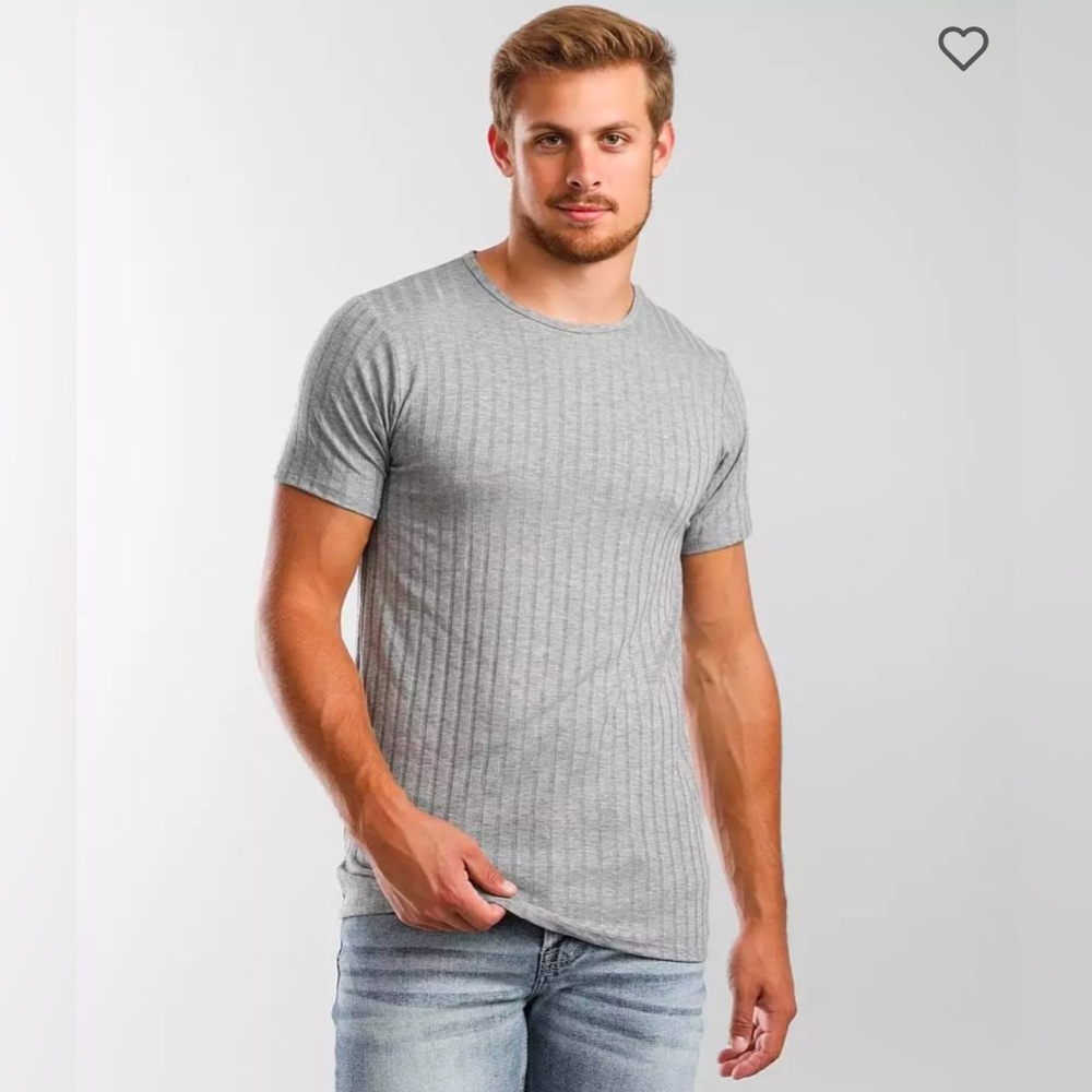 NWT Buckle Rustic Dime Wide Ribbed Long Body Shirt in Light Grey Size Large